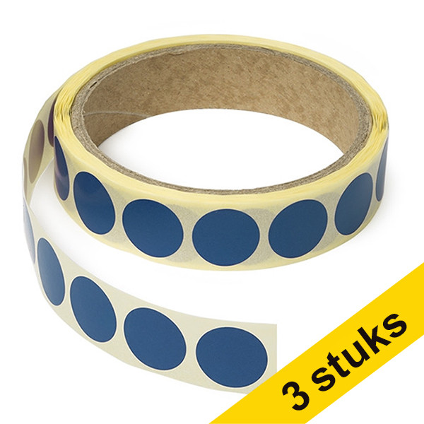 Aanbieding: 3x 123inkt markeringspunten Ø 18 mm donkerblauw (1.000 etiketten op rol)  035243 - 1