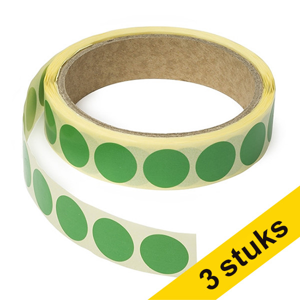 Aanbieding: 3x 123inkt markeringspunten Ø 18 mm groen (1.000 etiketten op rol)  035232 - 1