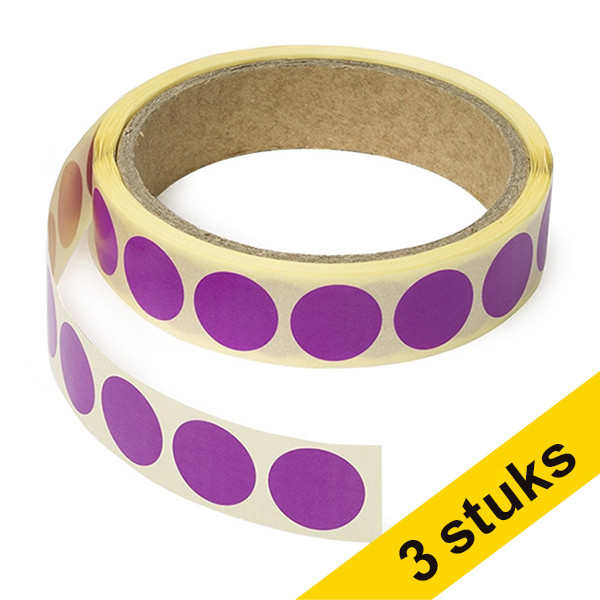 Aanbieding: 3x 123inkt markeringspunten Ø 18 mm lila (1.000 etiketten op rol)  035239 - 1