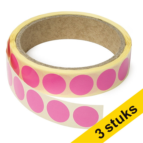 Aanbieding: 3x 123inkt markeringspunten Ø 18 mm neonroze (1.000 etiketten op rol)  035238 - 1
