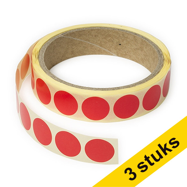 Aanbieding: 3x 123inkt markeringspunten Ø 18 mm rood (1.000 etiketten op rol)  035233 - 1