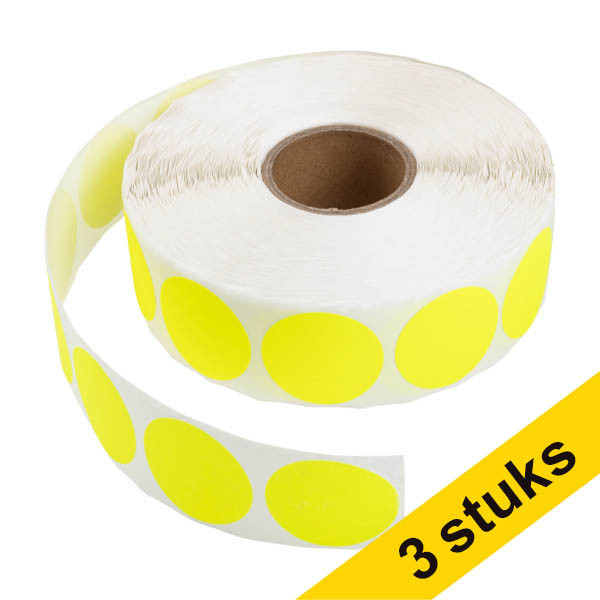 Aanbieding: 3x 123inkt markeringspunten Ø 35 mm geel (1.000 etiketten op rol) 303006 - 1