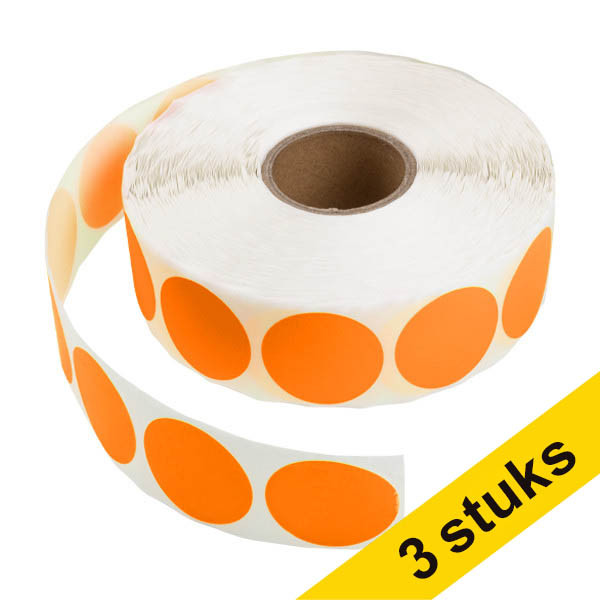 Aanbieding: 3x 123inkt markeringspunten Ø 35 mm oranje (1.000 etiketten op rol) 303007 - 1