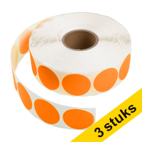 Aanbieding: 3x 123inkt markeringspunten Ø 35 mm oranje (2.000 etiketten op rol)  302358