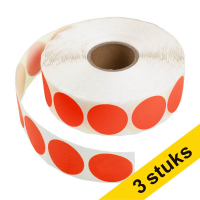 Aanbieding: 3x 123inkt markeringspunten Ø 35 mm rood (1.000 etiketten op rol) 303004