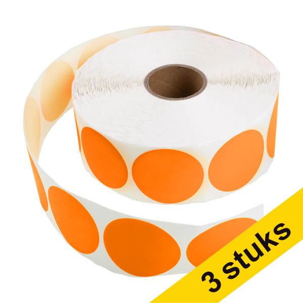 Aanbieding: 3x 123inkt markeringspunten Ø 50 mm oranje (1.000 etiketten op rol) 303012 - 1