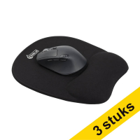 Aanbieding: 3x 123inkt memoryfoam muismat met polssteun zwart
