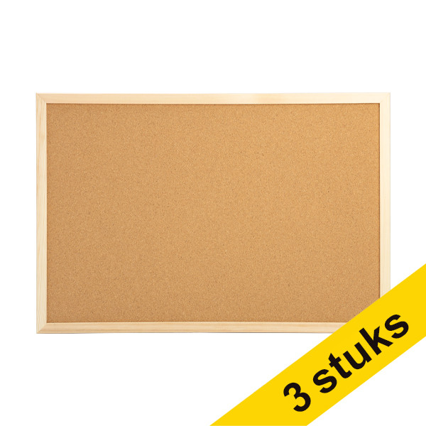 Aanbieding: 3x 123inkt prikbord met houten frame 60 x 40 cm  302245 - 1