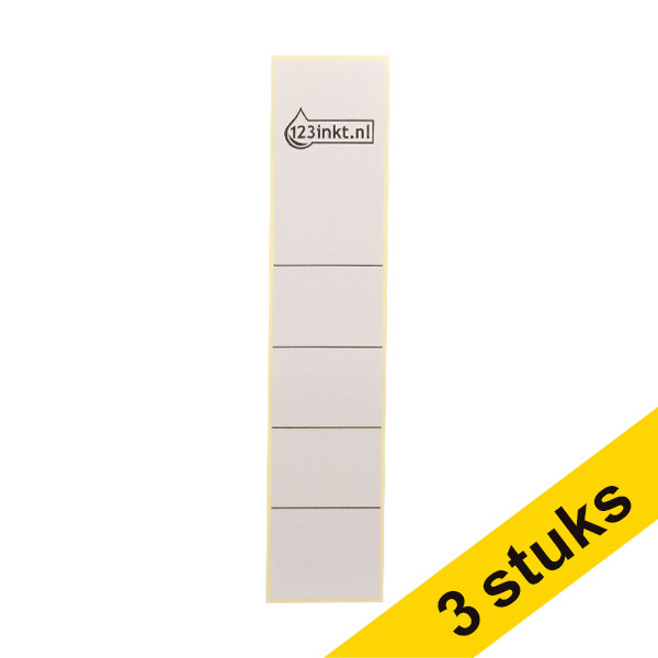 Aanbieding: 3x 123inkt rugetiketten 39 x 191 mm zelfklevend smal grijs (10 stuks) 302369 - 1