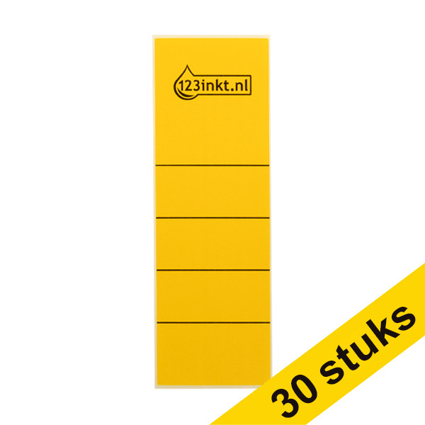 Aanbieding: 3x 123inkt rugetiketten 61 x 191 mm zelfklevend breed geel (10 stuks) 301696 - 1