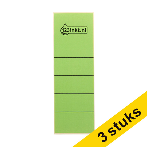 Aanbieding: 3x 123inkt rugetiketten 61 x 191 mm zelfklevend breed groen (10 stuks) 302368 - 1