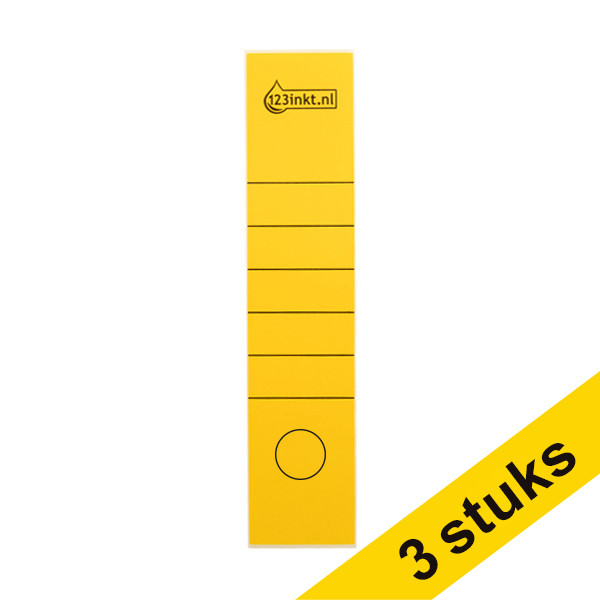 Aanbieding: 3x 123inkt rugetiketten 61 x 285 mm zelfklevend breed geel (10 stuks) 302406 - 1