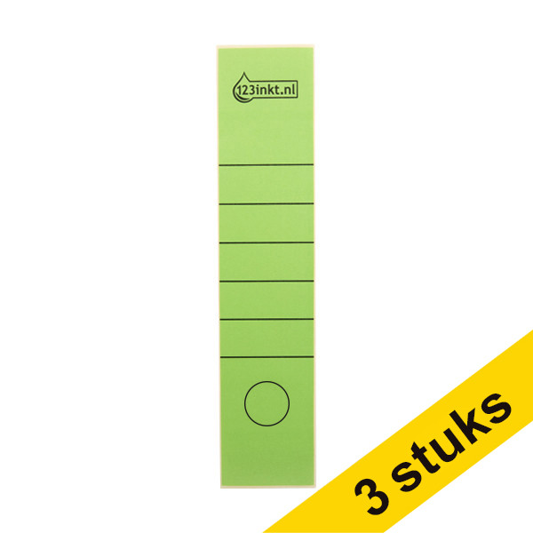 Aanbieding: 3x 123inkt rugetiketten 61 x 285 mm zelfklevend breed groen (10 stuks) 302366 - 1