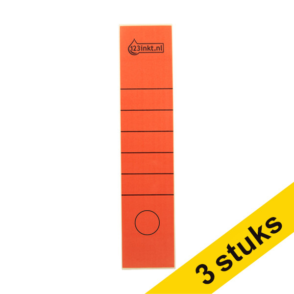 Aanbieding: 3x 123inkt rugetiketten 61 x 285 mm zelfklevend breed rood (10 stuks) 302367 - 1