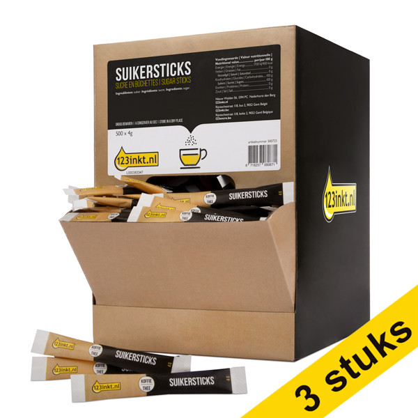 Aanbieding: 3x 123inkt suikersticks (500 stuks)  300727 - 1