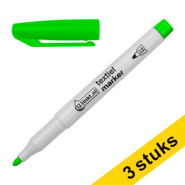 Aanbieding: 3x 123inkt textielmarker pastelgroen (1 - 3 mm rond) 300879 - 1