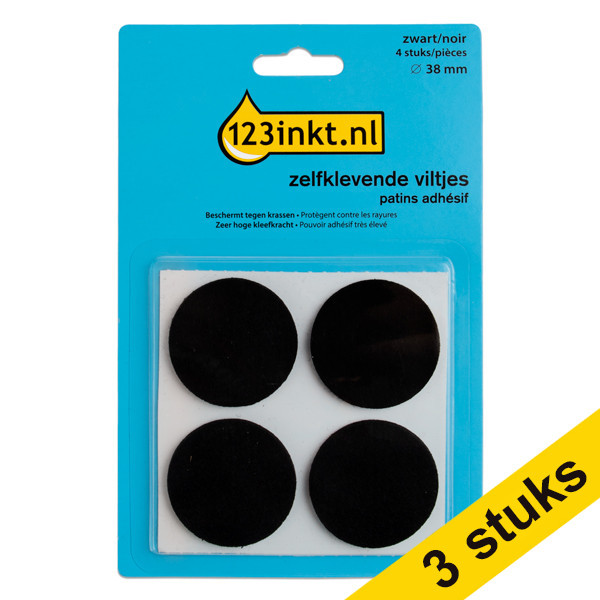 Aanbieding: 3x 123inkt vloerglijders rond zwart 38 mm (4 stuks) 301023 - 1
