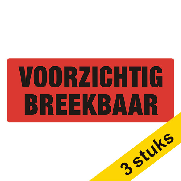 Aanbieding: 3x 123inkt waarschuwingsetiketten Voorzichtig breekbaar (500 etiketten) 302350 - 1