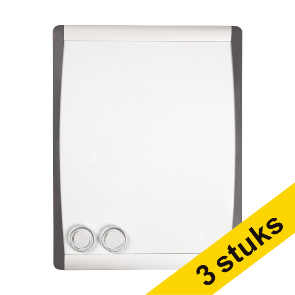 Aanbieding: 3x 123inkt whiteboard met gewelfde lijst 28 x 21,5 cm wit 302150 - 1