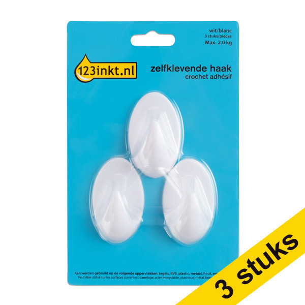 Aanbieding: 3x 123inkt zelfklevende haak wit 2 kg (3 stuks) 301015 - 1