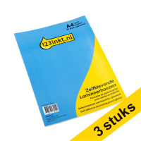 Aanbieding: 3x 123inkt zelfklevende lamineerhoes A4 glanzend 2x75 micron (25 stuks)