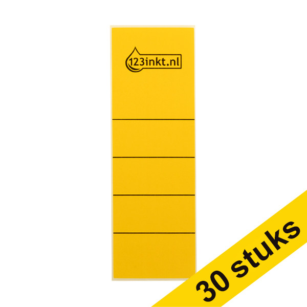 Aanbieding: 3x 123inkt zelfklevende rugetiketten breed 61 x 191 mm geel (10 stuks)  301696 - 1