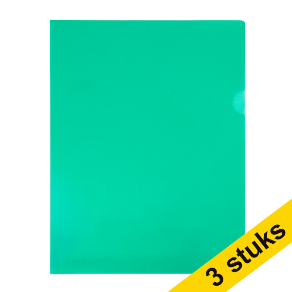 Aanbieding: 3x 123inkt zichtmap groen transparant A4 120 micron (100 stuks)  390654 - 1