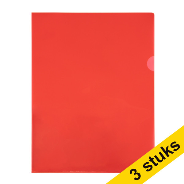 Aanbieding: 3x 123inkt zichtmap rood transparant A4 120 micron (100 stuks)  390652 - 1