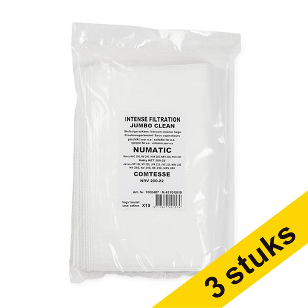 Aanbieding: 3x 123schoon Numatic NVM-1CH microvezel stofzuigerzakken 10 zakken  SDR07325 - 1