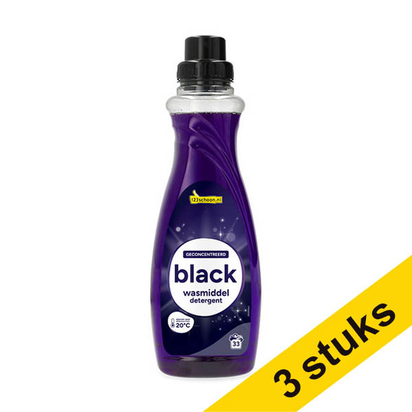 Aanbieding: 3x 123schoon Zwart wasmiddel vloeibaar 1 liter (33 wasbeurten) SDR07355 - 1