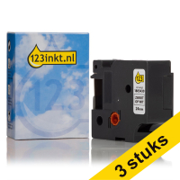 Aanbieding: 3x Dymo 1805430 IND Rhino tape vinyl zwart op wit 24 mm (123inkt huismerk) 1805430C 089252