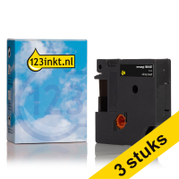 Aanbieding: 3x Dymo 1805437 IND Rhino tape vinyl wit op zwart 9 mm (123inkt huismerk) 1805437C 088323
