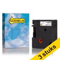 Aanbieding: 3x Dymo 622289 IND Rhino tape permanent polyester zwart op transparant 12 mm (123inkt huismerk) 622289C 089249