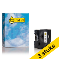 Aanbieding: 3x Dymo S0718260 / 18051 IND Rhino tape krimpkous zwart op wit 6 mm (123inkt huismerk) 18051C 089253