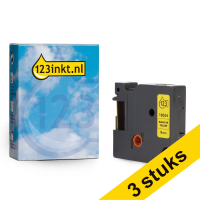 Aanbieding: 3x Dymo S0718290 / 18054 IND Rhino tape krimpkous zwart op geel 9 mm (123inkt huismerk) 18054C 089255