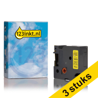 Aanbieding: 3x Dymo S0718340 / 18058 IND Rhino tape krimpkous zwart op geel 18 mm (123inkt huismerk) 18058C 089250