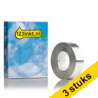 Aanbieding: 3x Dymo S0720180 / 35800 Rhino aluminium tape zelfklevend zilver 12 mm (123inkt huismerk) S0720180C 089256