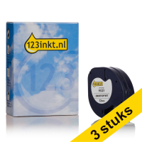 Aanbieding: 3x Dymo S0721660 / 91221 plastic tape wit 12 mm (123inkt huismerk) S0721660C 088322