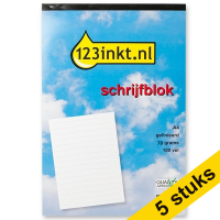 Aanbieding: 4+1 gratis 123inkt schrijfblok A4 gelinieerd 70 grams 100 vel 301111