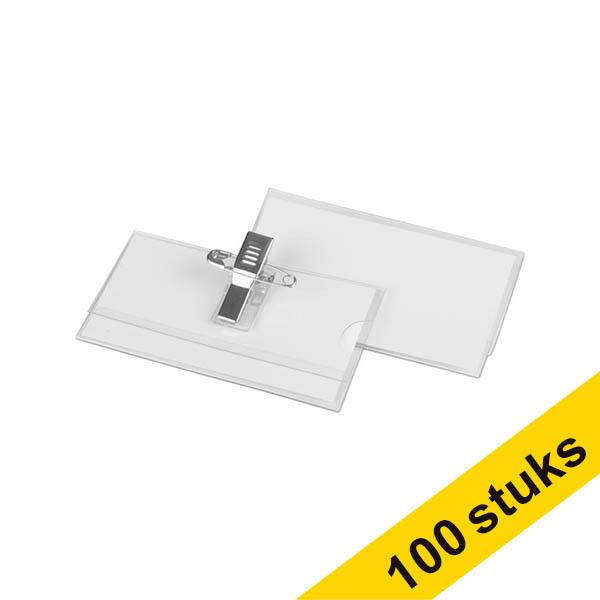 Aanbieding: 4x 123inkt naambadge met combiklem 75 x 40 mm (25 stuks) 303612 - 1