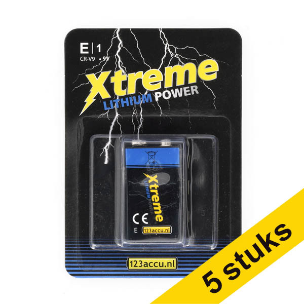 Aanbieding: 5x 123accu Xtreme Power 9V 6FR61 E-Block batterij (1 stuk) ADR00075 - 1