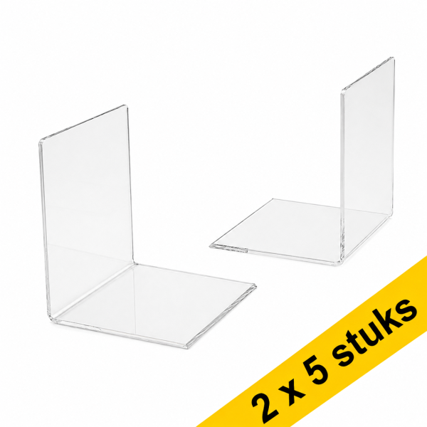 Aanbieding: 5x 123inkt acryl boekensteunen transparant 10 x 10 x 13 cm (2 stuks) 301720 - 1