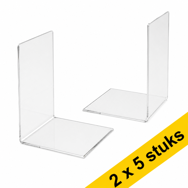 Aanbieding: 5x 123inkt acryl boekensteunen transparant 12 x 12 x 17,5 cm (2 stuks) 301721 - 1