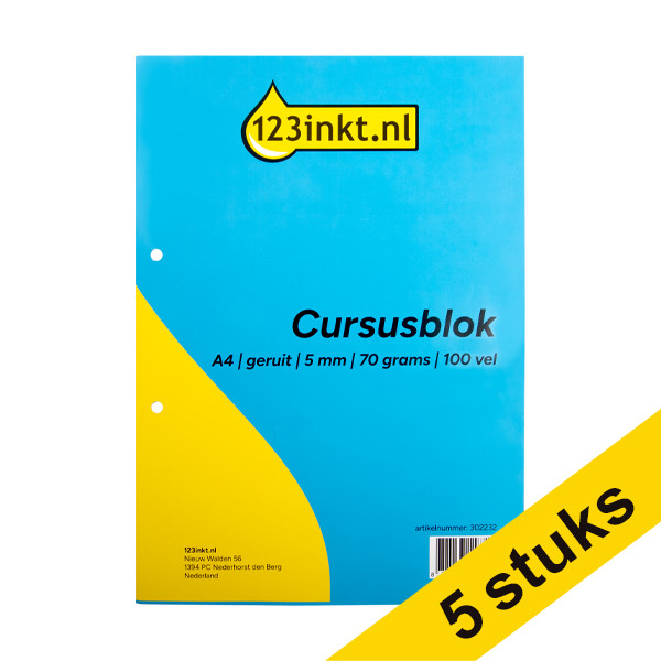Aanbieding: 5x 123inkt cursusblok A4 geruit 5 mm 70 grams (100 vel)  302233 - 1