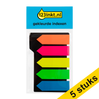 Aanbieding: 5x 123inkt gekleurde index pijlen 45 x 12 mm (5 x 25 tabs)