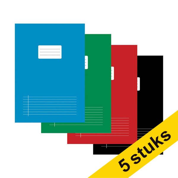 Aanbieding: 5x 123inkt gelinieerd schrift A4 assorti 5 stuks 40 vel 303147 - 1