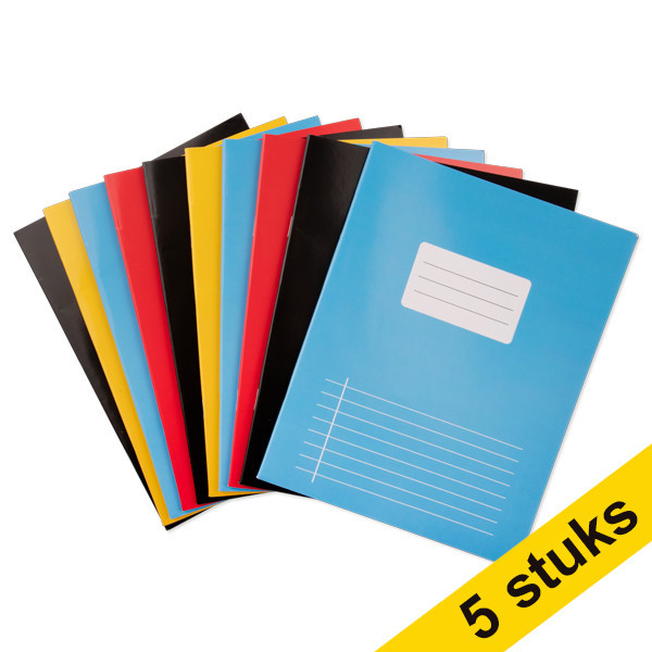 Aanbieding: 5x 123inkt gelinieerd schrift A5 assorti 10 stuks 40 vel  300635 - 1