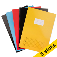 Aanbieding: 5x 123inkt geruit schrift A4 assorti 5 stuks 40 vel (10 mm)