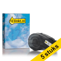 Aanbieding: 5x 123inkt huismerk vervangt Brady M21-500-499 tape nylonweefsel zwart op wit 12,7 mm x 4,88 m  650831