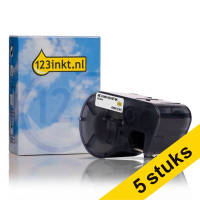 Aanbieding: 5x 123inkt huismerk vervangt Brady MC1-1000-595-WT-BK tape vinyl zwart op wit 25,4 mm x 7,62 m 650832